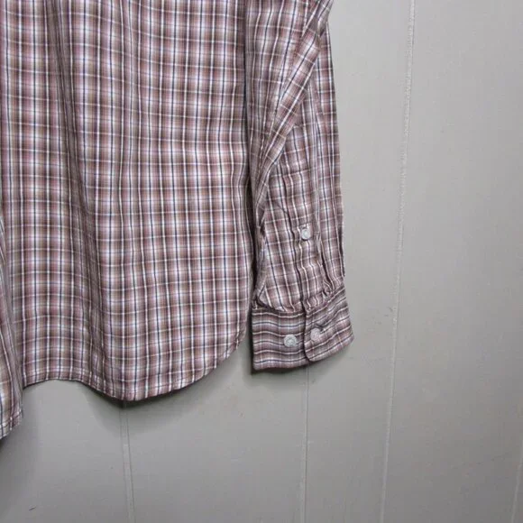 Magellan Sportswear Button Up Shirt XL Plaid Brown White - Picture 14 of 15